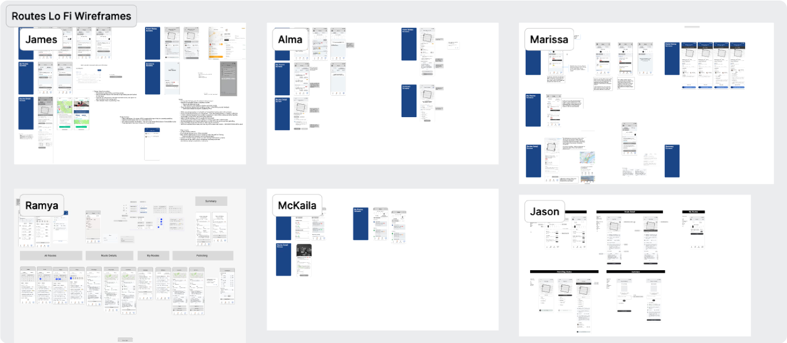 Wireframe exploration — route experience, option A